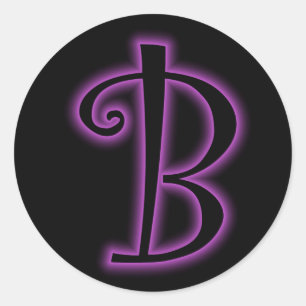 Sticker Rond B Monogramme Neon pourpre
