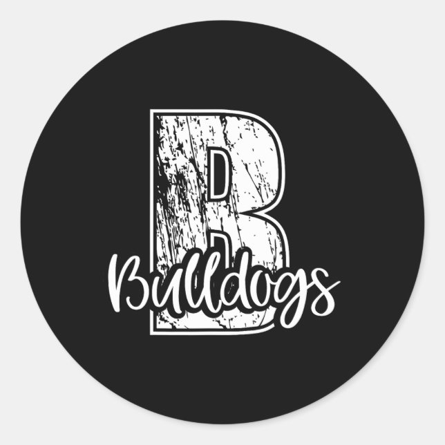 Sticker Rond B Pour Bulldogs School Sports Ventilateur Team Spi (Devant)
