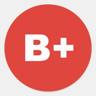 Sticker Rond B+ Sanguin Type / Groupe Rh (Rhesus) Positif