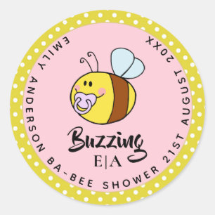 Sticker Rond Ba-BEE Baby shower mignon Merci Favoriser