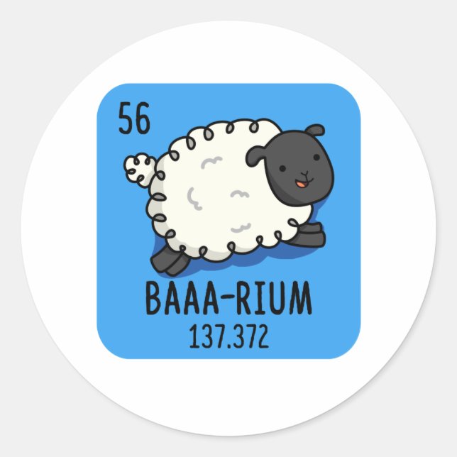 Sticker Rond Baa-rium Funny Sheep Chimie Pun (Devant)