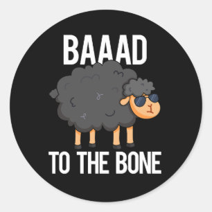 Sticker Rond Baaad À L'Os Funny Black Sheep Pun Dark BG