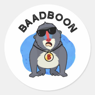 Sticker Rond Baadboon Funny Bad Baboon Pun