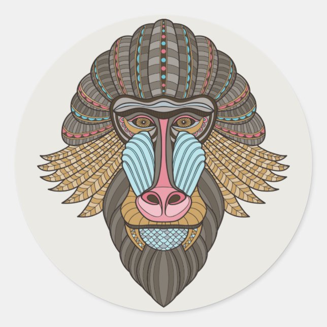 Sticker Rond Baboon illustré (Devant)