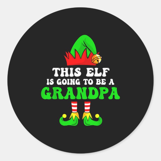 Sticker Rond Baby Announcement Xmas Tee This Elf Is Going To Be (Devant)