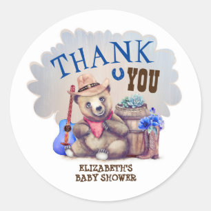 Sticker Rond Baby Bear Pays Baby shower Merci