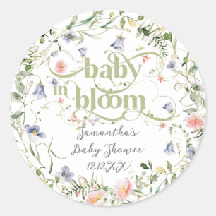 Sticker Rond Baby Bloom Fleur sauvage Moderne Baby shower neutr