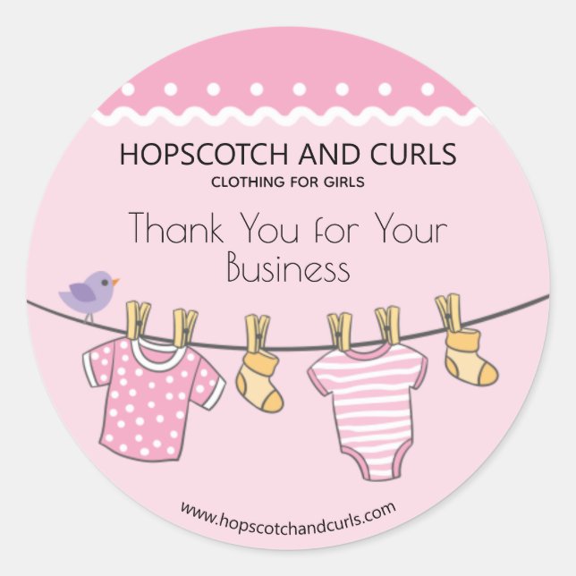 Sticker Rond Baby Boutique Merci pour votre entreprise (Devant)