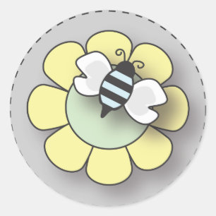Sticker Rond Baby Boy Bee en bleu