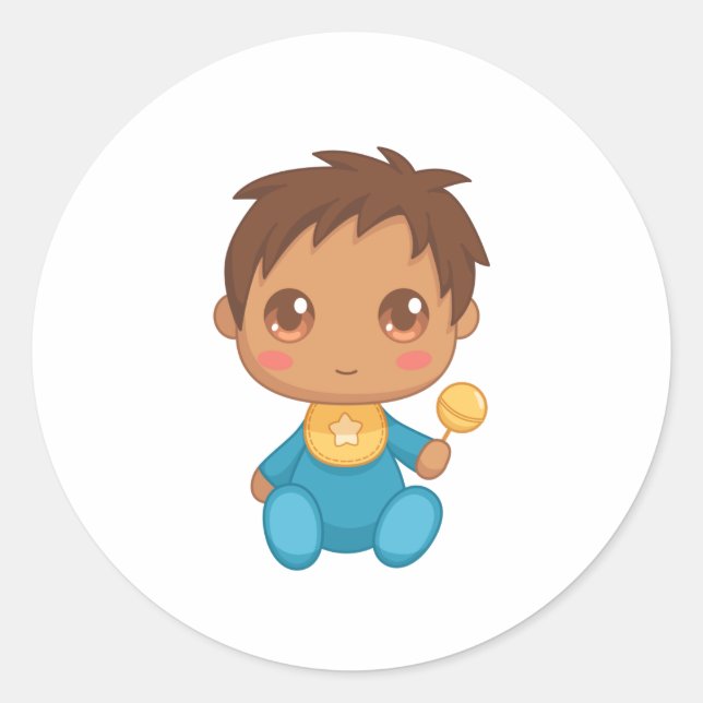 Sticker Rond Baby Boy Blue Jumpsuit (Devant)