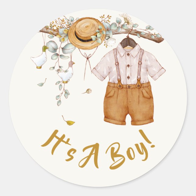 Sticker Rond Baby Boy Boho Hanging Outfit (Devant)