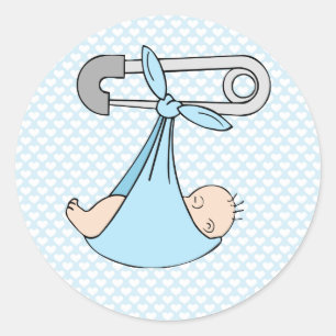 Sticker Rond Baby Boy in Blanket