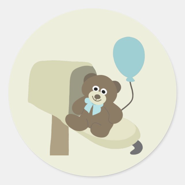 Sticker Rond Baby Boy Shower par Mail Enveloppe Phoques (Devant)