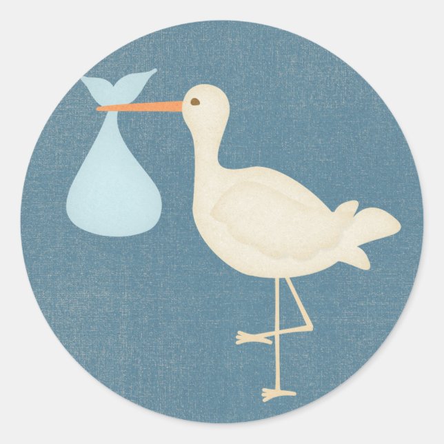 Sticker Rond Baby Boy Stork (Devant)