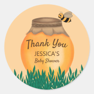 Sticker Rond Baby Bumblebee Merci de Baby shower jaune