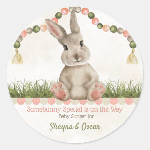 Sticker Rond Baby Bunny Peach ivoire Sage