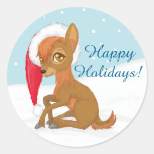 Sticker Rond Baby Christmas Reindeer