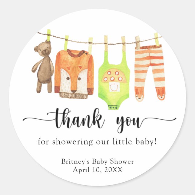 Sticker Rond Baby Clothesline - merci (Devant)