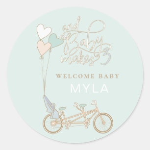 Sticker Rond Baby Fabrique trois tandem vélo avec siège bébé pe