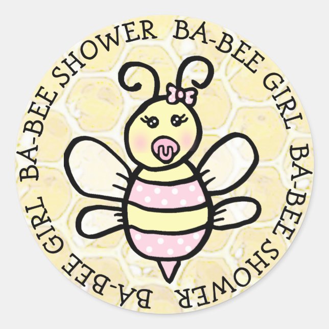 Sticker Rond Baby Girl Ba-Bee Douche (Devant)