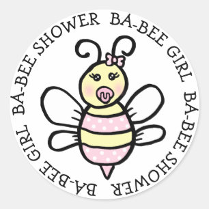 Sticker Rond Baby Girl Ba-Bee Douche
