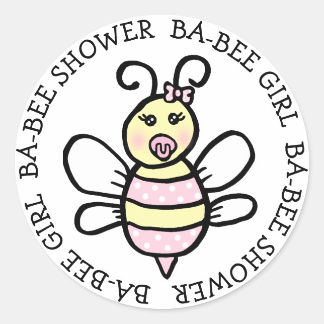 Sticker Rond Baby Girl Ba-Bee Douche (Devant)