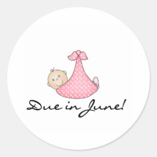 Sticker Rond Baby Girl due en juin