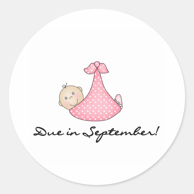 Sticker Rond Baby Girl due en septembre (Devant)