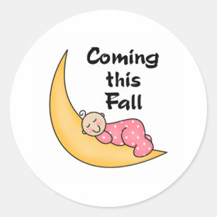 Sticker Rond Baby Girl on Moon Fall