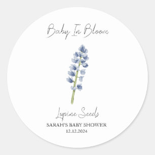 Sticker Rond Baby In Bloom l Lupine Seeds Baby shower
