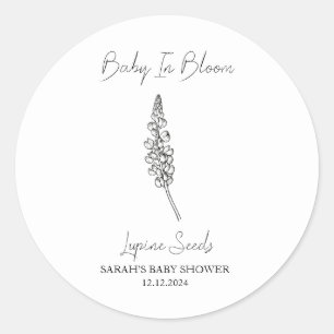 Sticker Rond Baby In Bloom l Lupine Seeds Baby shower