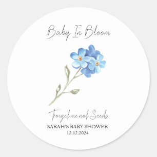 Sticker Rond Baby In Bloom l Oubliez-moi pas Baby shower de sem