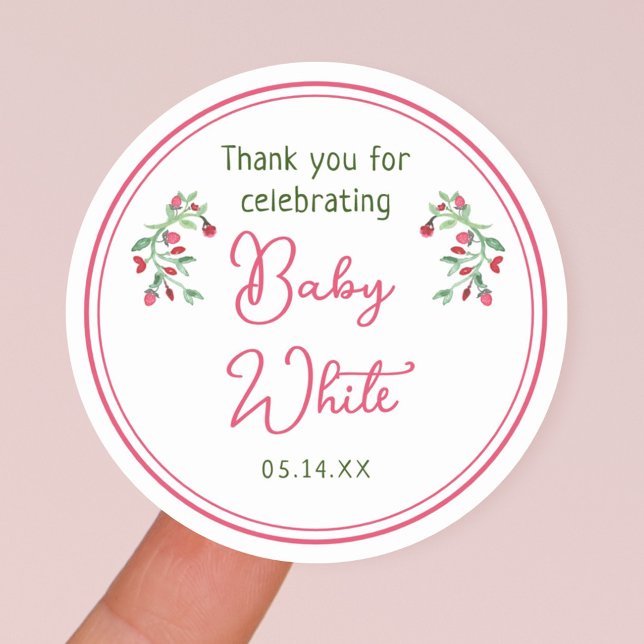 Sticker Rond Baby In Bloom Merci pour avoir célébré Baby (Créateur téléchargé)