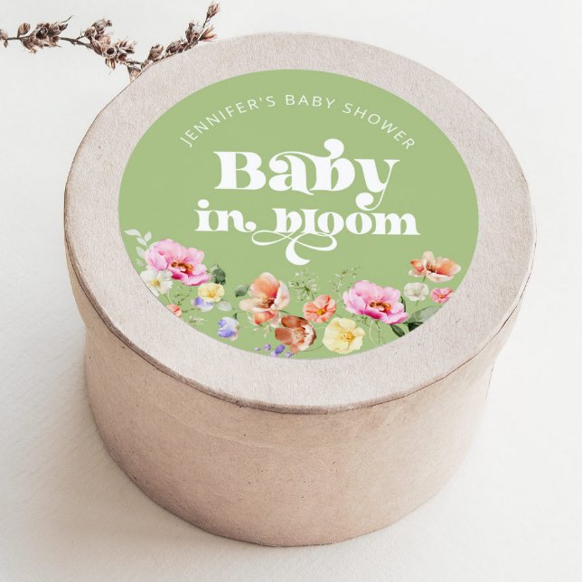 Sticker Rond Baby in florom fleur sauvage baby shower merci (Créateur téléchargé)