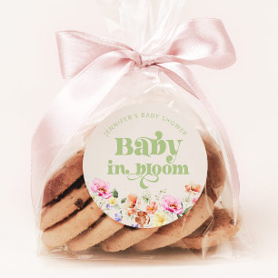 Sticker Rond Baby in florom fleur sauvage baby shower merci