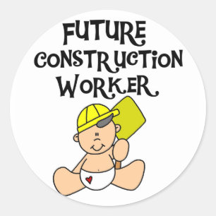 Sticker Rond Baby in Hardhat Construction