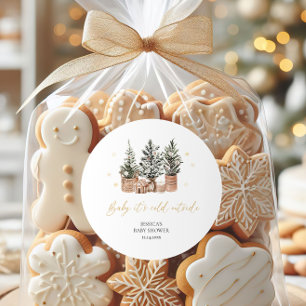 Sticker Rond Baby It’s Cold Outside Christmas Trees Baby shower