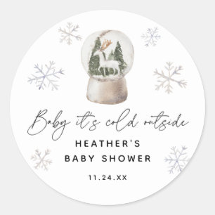Sticker Rond Baby It's Cold Outside Snow Globe Baby shower