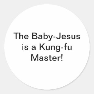 Sticker Rond Baby-Jesus Kung-fu Hankamer Artjunkhaus Comic Art
