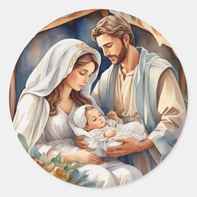 Sticker Rond Baby Jesus | Nativité (Devant)