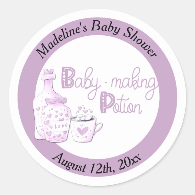 Sticker Rond Baby Making Potion Lilac Baby shower Favoriser (Devant)