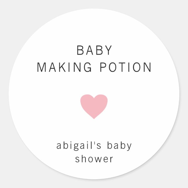 Sticker Rond Baby Making Potion Moderne Baby shower fille rose (Devant)