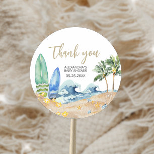 Sticker Rond Baby on Board Baby shower de plage