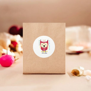 Sticker Rond Baby Owl 1er anniversaire