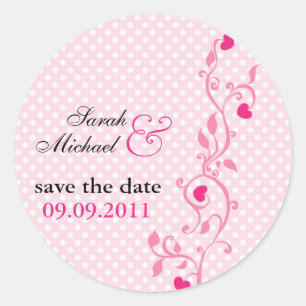 Sticker Rond Baby Pink Heart Vine - enregistrer l'autocollant d