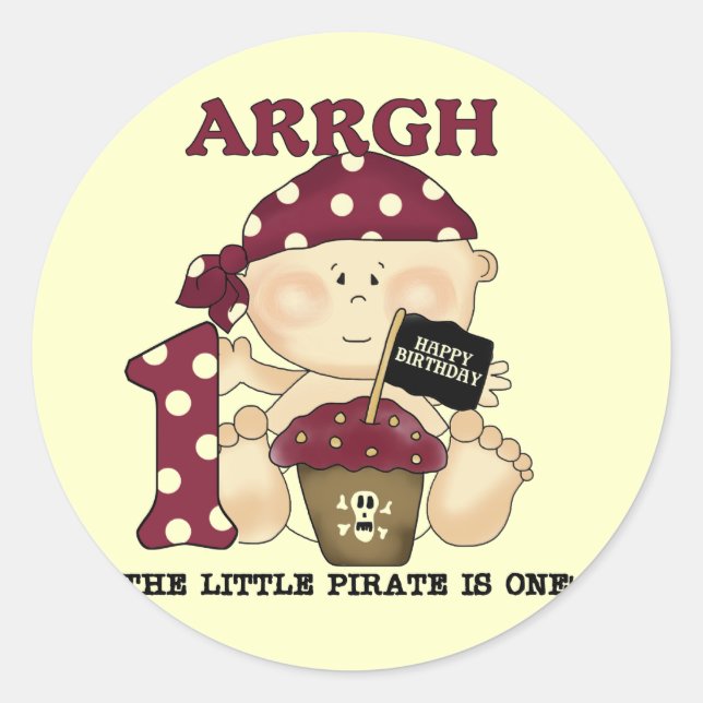 Sticker Rond Baby Pirate 1er Anniversaire Tshirts et cadeaux (Devant)