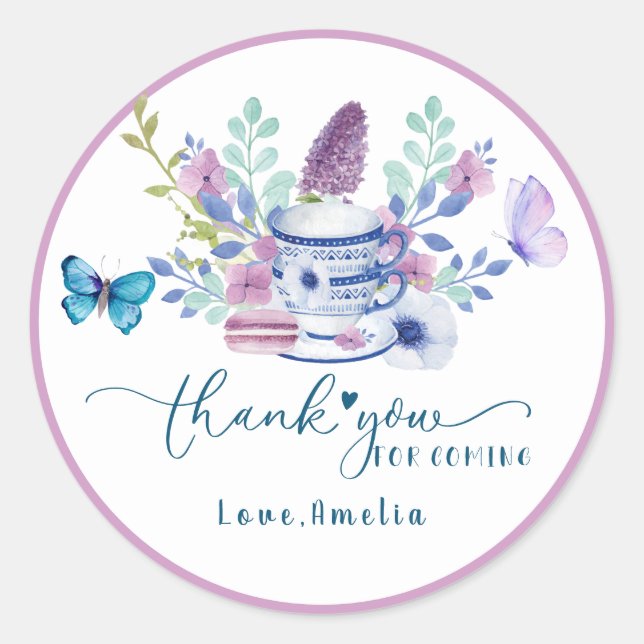 Sticker Rond Baby prépare le Baby shower de fête du thé Merci (Devant)