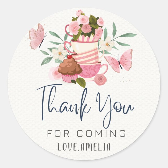 Sticker Rond Baby prépare le Baby shower de fête du thé Merci (Devant)