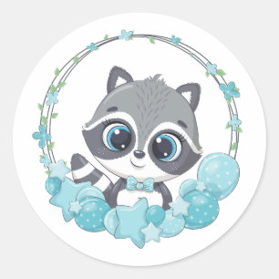 Sticker Rond Baby Raccoon