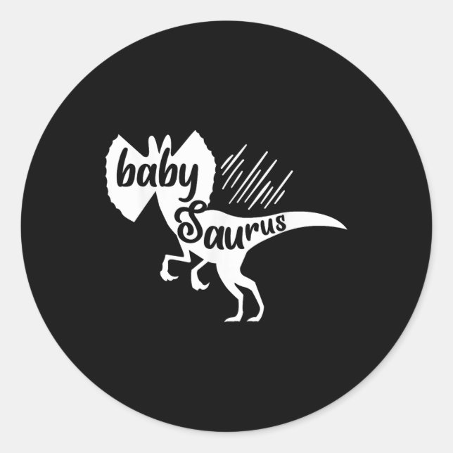 Sticker Rond Baby Saurus Funny Dinosaur Dilophosaurus Matching  (Devant)